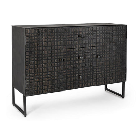Credenza "Dorset" con struttura in acciaio, cassetti in legno, stile industriale