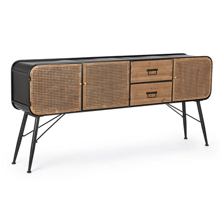 Credenza "Elton" con struttura in acciaio, cassetti in legno di abete, stile vintage