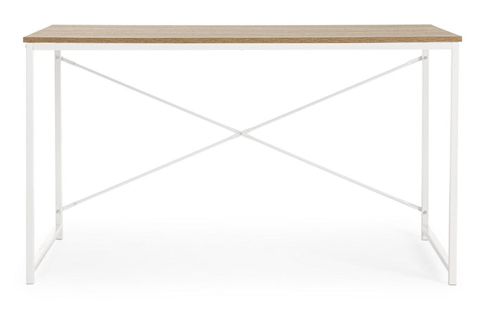 Scrivania "Elettro" bianca, struttura in acciaio verniciato, stile moderno, 120 x 60 x 70 cm
