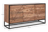 Credenza Egon con struttura in legno di acacia e acciaio, schienale in compensato, stile moderno