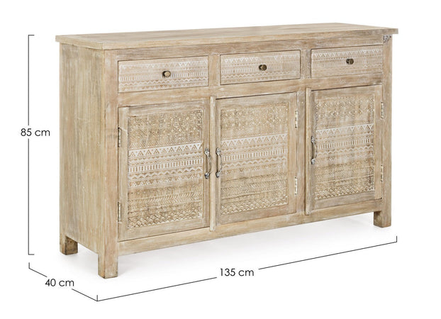 Credenza "Mayra" con struttura in legno di mango, decorazioni a mano, stile naturale