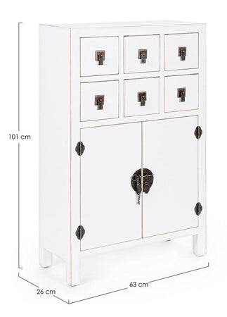 Mobile "Pechino", struttura in legno MDF, finitura a base di nitrocellulosa, maniglie in acciaio