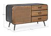 Credenza Elton con struttura in acciaio, cassetti in legno di abete, stile vintage