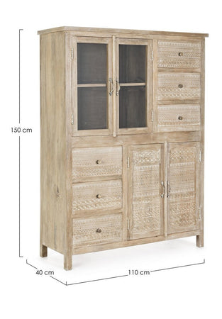 Credenza "Mayra" con struttura in legno di mango, decorazioni a mano, stile naturale