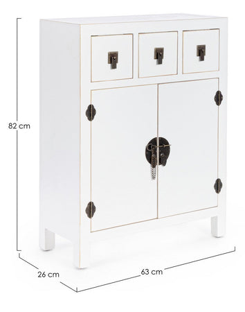 Mobile "Pechino", struttura in legno MDF, finitura a base di nitrocellulosa, maniglie in acciaio