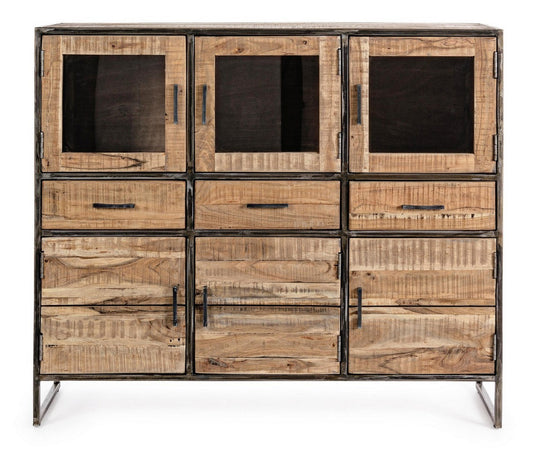 Credenza "Elmer" con struttura in legno di acacia, schienale in compensato, stile moderno