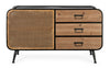 Credenza Elton con struttura in acciaio, cassetti in legno di abete, stile vintage