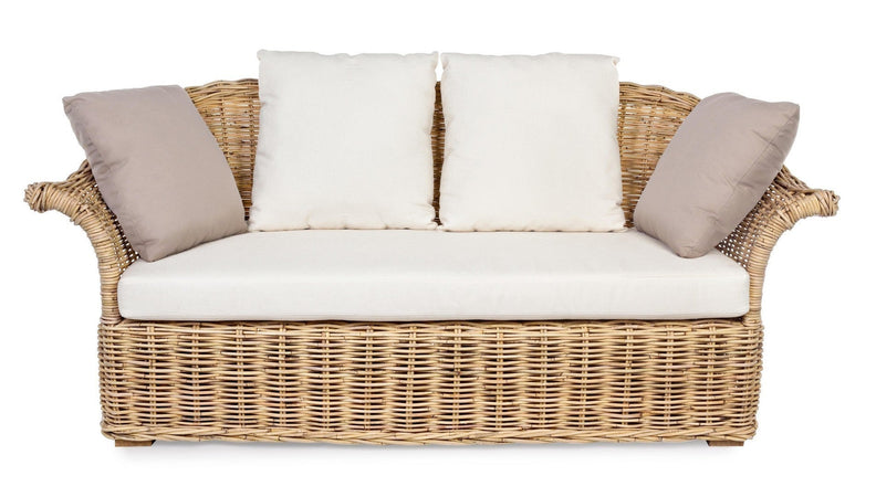 Divano "Pamplona" a due posti, struttura in rattan, per esterno, cuscini seduta e schienale sfoderabili