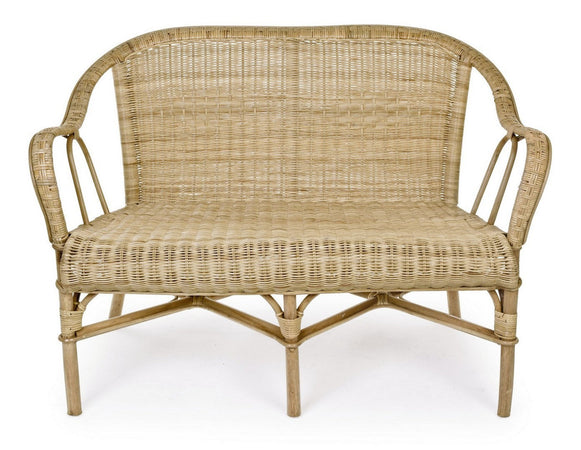 Divano "Ines" a due posti, struttura in rattan, intreccio in midollino, per esterno