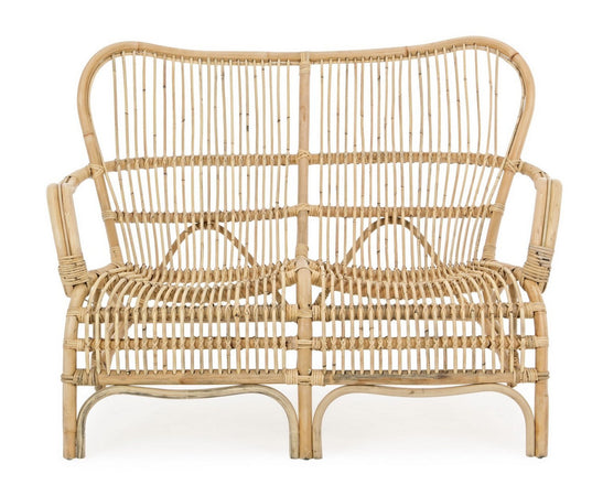 Divano "Clarita" a due posti, struttura in rattan e fibre naturali, per esterno