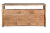 Credenza Eneas, 2 ante e 3 cassetti, struttura in legno di acacia, 160 cm