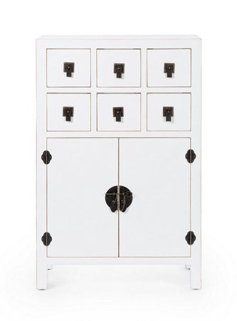 Mobile "Pechino", struttura in legno MDF, finitura a base di nitrocellulosa, maniglie in acciaio