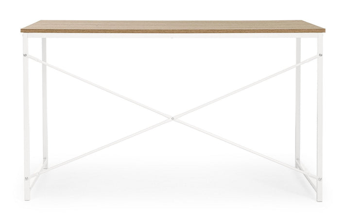 Scrivania "Elettro" bianca, struttura in acciaio verniciato, stile moderno, 120 x 60 x 70 cm