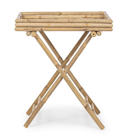 Tavolino pieghevole con vassoio "Joyce" per esterno, in bambù, da 63 x 43 cm