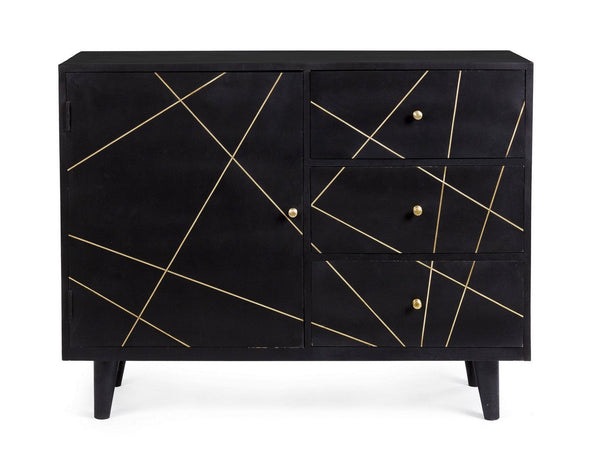 Credenza "Lineas" con struttura in legno di mango, cassetti in mdf, stile moderno