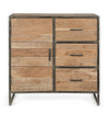 Credenza Elmer con struttura in legno di acacia, schienale in compensato, stile moderno