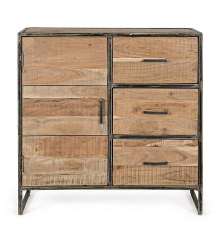 Credenza "Elmer" con struttura in legno di acacia, schienale in compensato, stile moderno
