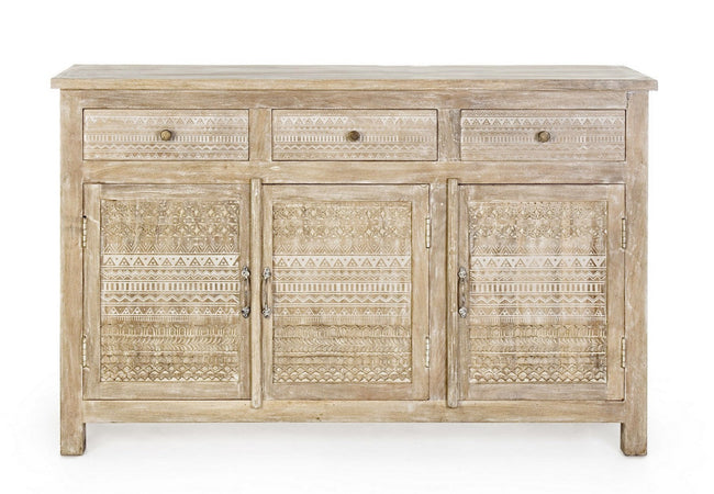 Credenza "Mayra" con struttura in legno di mango, decorazioni a mano, stile naturale