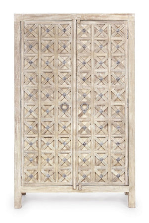 Credenza "Engrave" con struttura in legno di mango, decorazioni intarsiate, stile naturale