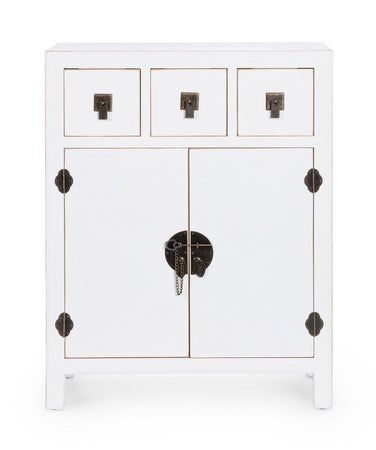Mobile "Pechino", struttura in legno MDF, finitura a base di nitrocellulosa, maniglie in acciaio