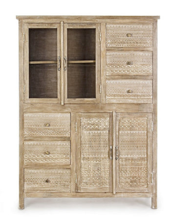 Credenza "Mayra" con struttura in legno di mango, decorazioni a mano, stile naturale