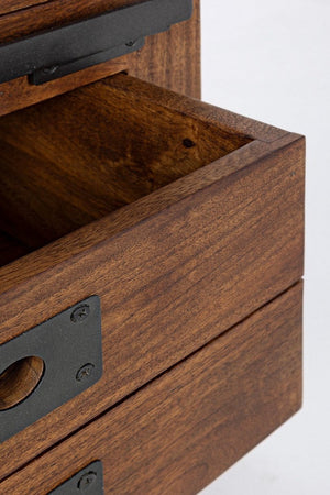 Credenza "Jupiter" con struttura in legno di mango, maniglie in acciaio, stile vintage