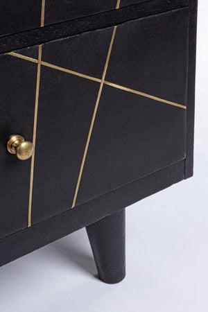 Credenza "Lineas" con struttura in legno di mango, cassetti in mdf, stile moderno