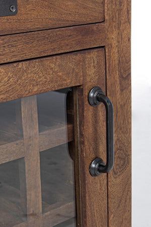 Credenza "Jupiter" con struttura in legno di mango, maniglie in acciaio, stile vintage