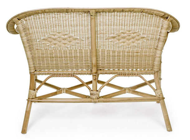 Divano "Ines" a due posti, struttura in rattan, intreccio in midollino, per esterno