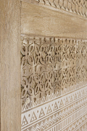 Credenza "Mayra" con struttura in legno di mango, decorazioni a mano, stile naturale