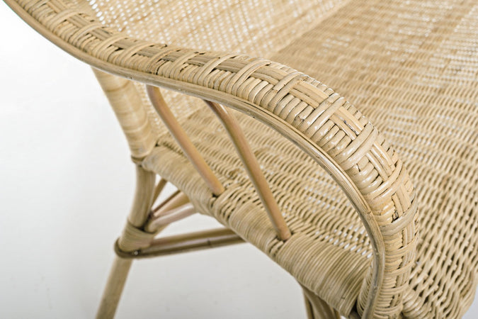 Divano "Ines" a due posti, struttura in rattan, intreccio in midollino, per esterno