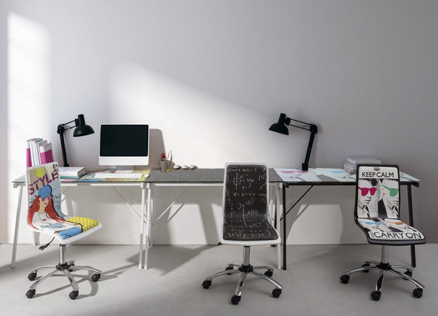 Scrivania moderna "Young" porta pc da ufficio e cameretta in vetro 113 cm