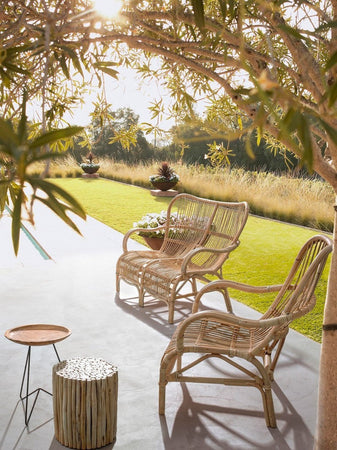 Divano "Clarita" a due posti, struttura in rattan e fibre naturali, per esterno