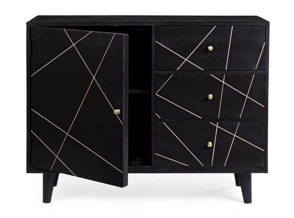 Credenza "Lineas" con struttura in legno di mango, cassetti in mdf, stile moderno