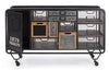 Credenza Liverpool con struttura e cassetti in acciaio, stile industriale