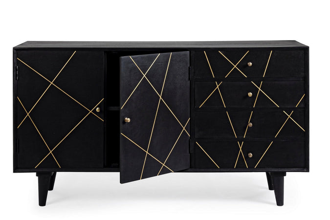 Credenza "Lineas" con struttura in legno di mango, cassetti in mdf, stile moderno