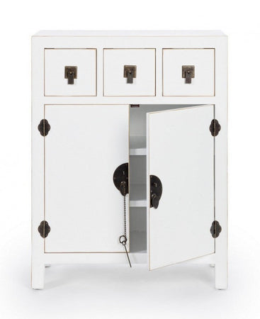 Mobile "Pechino", struttura in legno MDF, finitura a base di nitrocellulosa, maniglie in acciaio