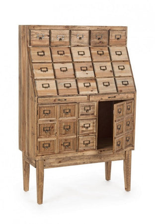 Dispensa "Sixtem" 2 ante e 25 cassetti con struttura e cassetti in legno di pino, stile industriale