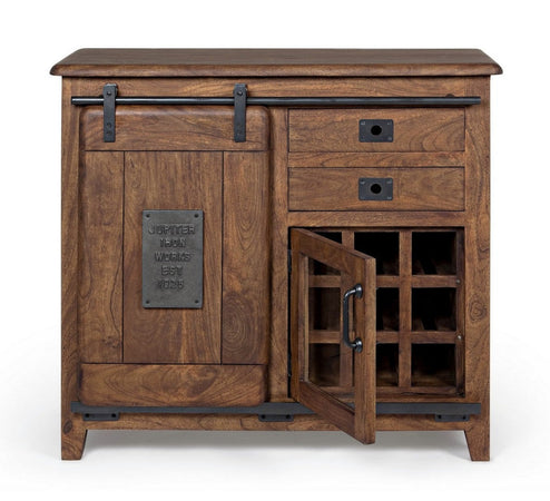Credenza "Jupiter" con struttura in legno di mango, maniglie in acciaio, stile vintage