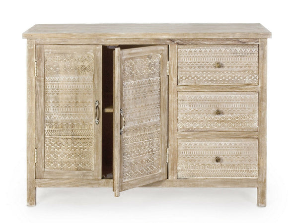 Credenza "Mayra" con struttura in legno di mango, decorazioni a mano, stile naturale