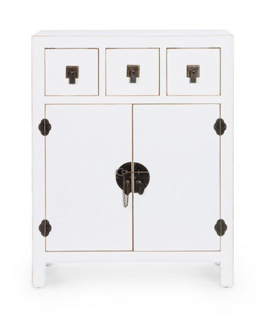 Mobile "Pechino", struttura in legno MDF, finitura a base di nitrocellulosa, maniglie in acciaio