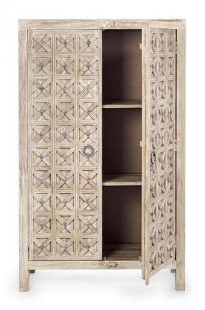 Credenza "Engrave" con struttura in legno di mango, decorazioni intarsiate, stile naturale