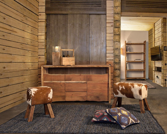 Credenza "Eneas", 2 ante e 3 cassetti, struttura in legno di acacia, 160 cm