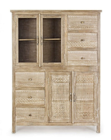 Credenza "Mayra" con struttura in legno di mango, decorazioni a mano, stile naturale