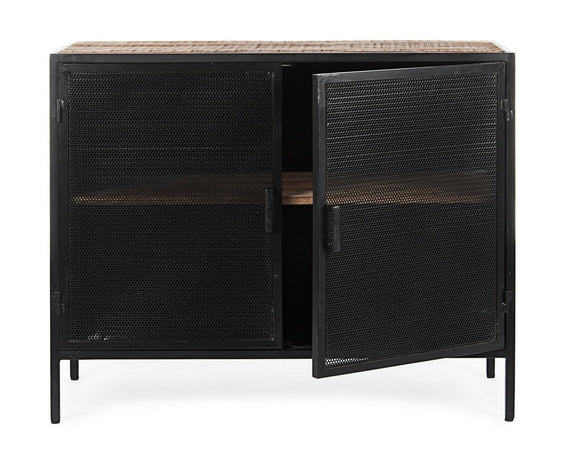 Credenza "Roderic" 2 ante con struttura in acciaio verniciato, stile industriale