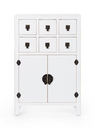 Mobile "Pechino", struttura in legno MDF, finitura a base di nitrocellulosa, maniglie in acciaio