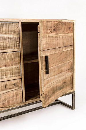 Credenza "Elmer" con struttura in legno di acacia, schienale in compensato, stile moderno
