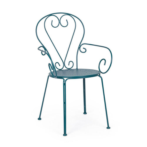 Poltrona Etienne colorata in acciaio verniciato a polvere per giardino e bar finitura opaca