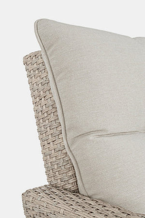 Salotto "Ariel" con poltrone, divanetto, pouf e tavolino, struttura in alluminio, per esterno