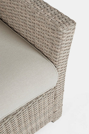 Salotto "Ariel" con poltrone, divanetto, pouf e tavolino, struttura in alluminio, per esterno